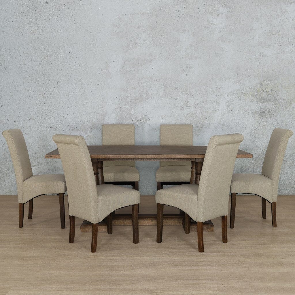 Charlotte Wood Top & Windsor 6 Seater Dining Set Dining room set Leather Gallery 