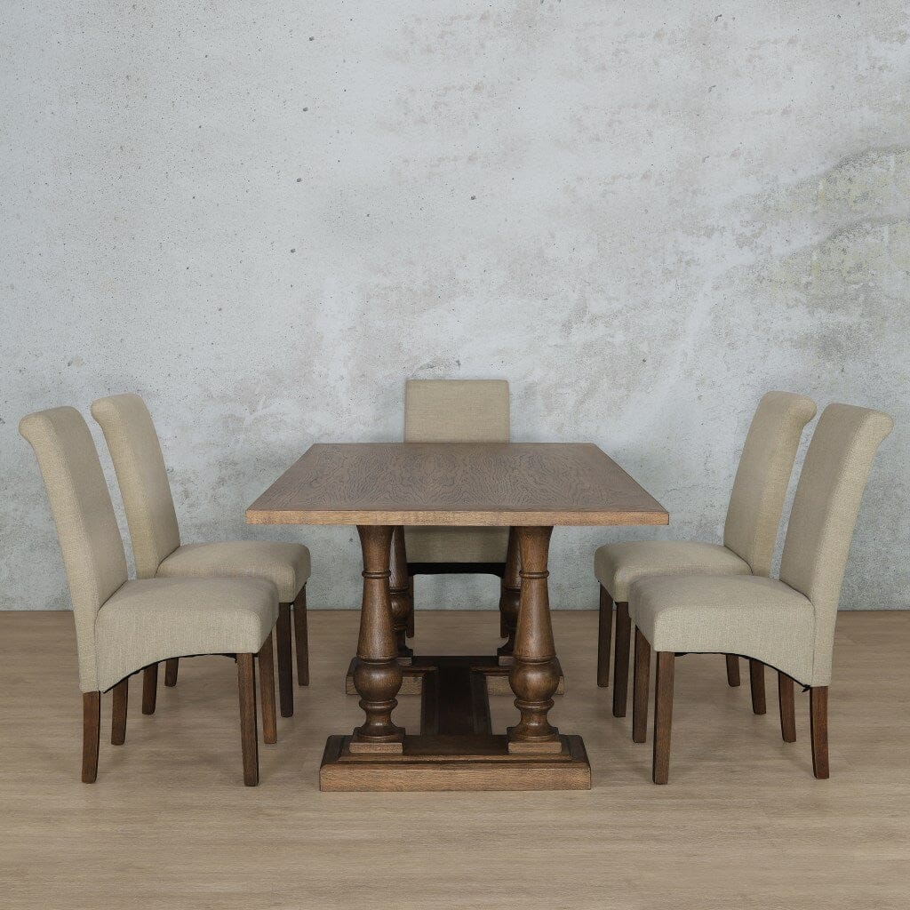 Charlotte Wood Top & Windsor 6 Seater Dining Set Dining room set Leather Gallery 