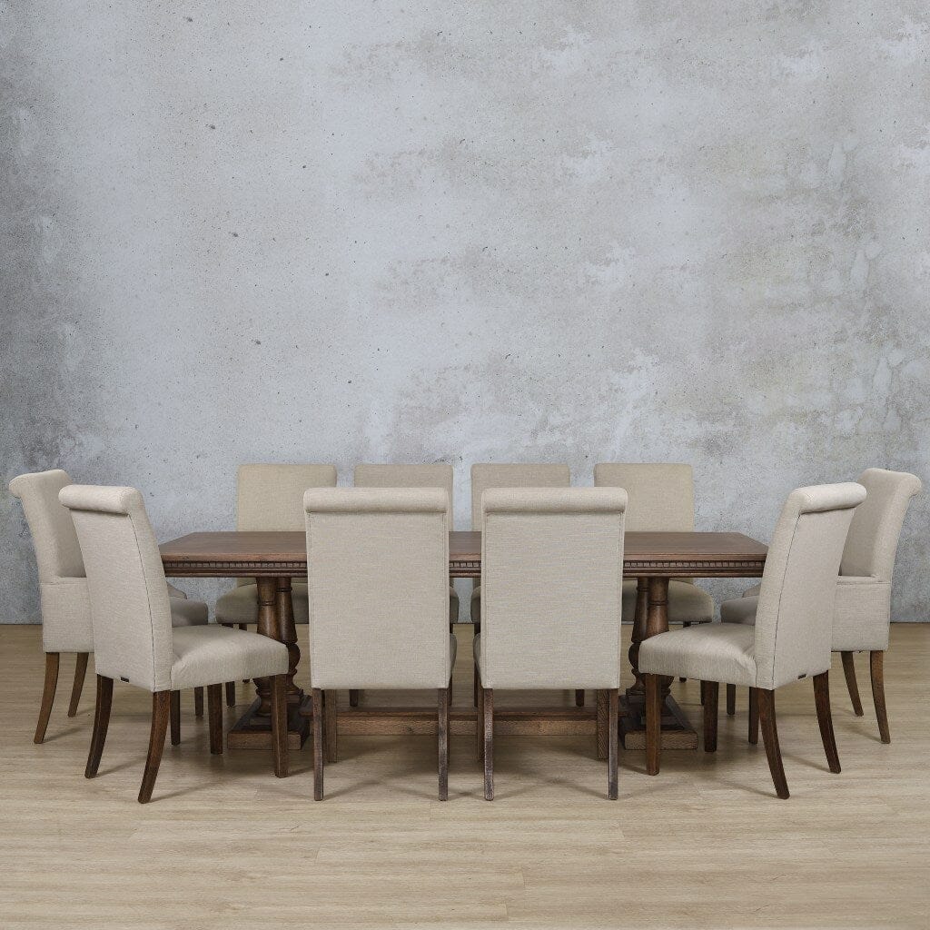 Charlotte Fluted Wood Top & Baron 10 Seater Dining Set Dining room set Leather Gallery 