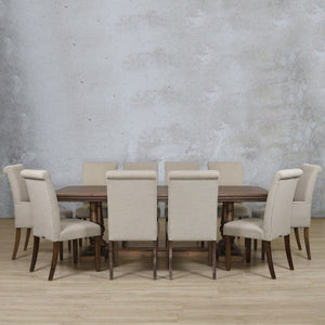 Charlotte Fluted Wood Top & Baron 10 Seater Dining Set Dining room set Leather Gallery 