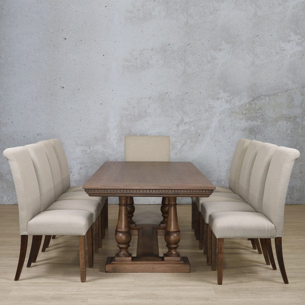 Charlotte Fluted Wood Top & Baron 10 Seater Dining Set Dining room set Leather Gallery 