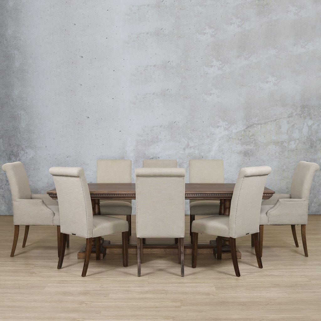 Charlotte Fluted Wood Top & Baron 8 Seater Dining Set Dining room set Leather Gallery 