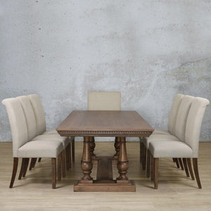 Charlotte Fluted Wood Top & Baron 8 Seater Dining Set Dining room set Leather Gallery 