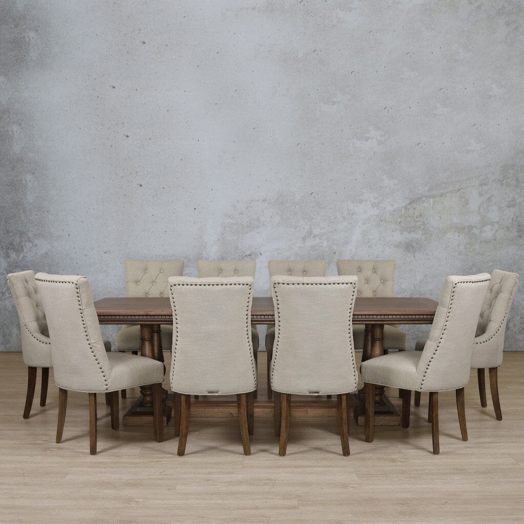 Charlotte Fluted Wood Top & Duchess 10 Seater Dining Set Dining room set Leather Gallery 