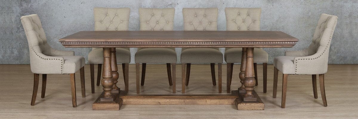 Charlotte Fluted Wood Top &amp; Duchess 10 Seater Dining Set Dining room set Leather Gallery 