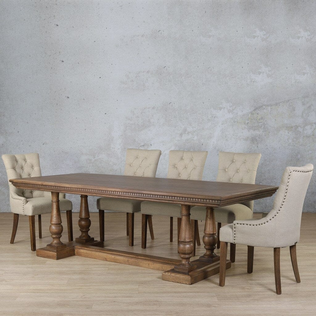 Charlotte Fluted Wood Top & Duchess 8 Seater Dining Set Dining room set Leather Gallery 