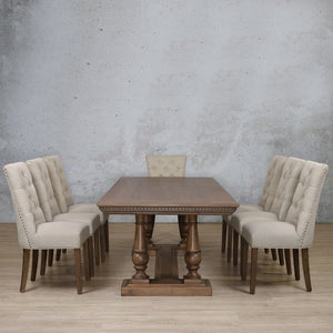 Charlotte Fluted Wood Top & Duchess 8 Seater Dining Set Dining room set Leather Gallery 