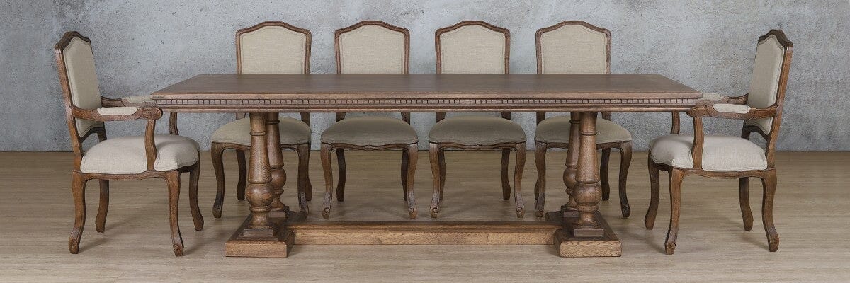 Charlotte Fluted Wood Top &amp; Duke 10 Seater Dining Set Dining room set Leather Gallery 