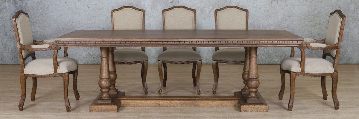 Charlotte Fluted Wood Top &amp; Duke 8 Seater Dining Set Dining room set Leather Gallery 