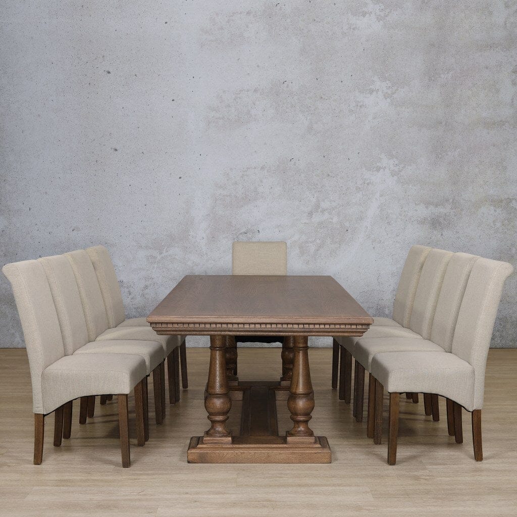 Charlotte Fluted Wood Top & Windsor 10 Seater Dining Set Dining room set Leather Gallery 