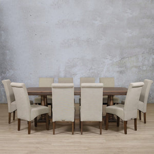 Charlotte Fluted Wood Top & Windsor 10 Seater Dining Set Dining room set Leather Gallery 