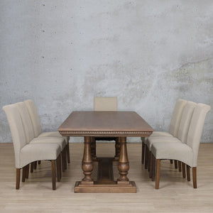 Charlotte Fluted Wood Top & Windsor 8 Seater Dining Set Dining room set Leather Gallery 