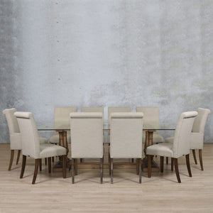 Charlotte Glass Top & Baron 10 Seater Dining Set Dining room set Leather Gallery 