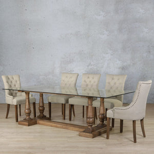 Charlotte Glass Top & Duchess 8 Seater Dining Set Dining room set Leather Gallery 