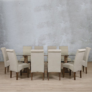 Charlotte Glass Top & Windsor 10 Seater Dining Set Dining room set Leather Gallery 