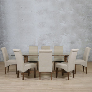 Charlotte Glass Top & Windsor 8 Seater Dining Set Dining room set Leather Gallery 