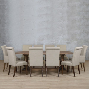 Charlotte Wood Top & Baron 10 Seater Dining Set Dining room set Leather Gallery 