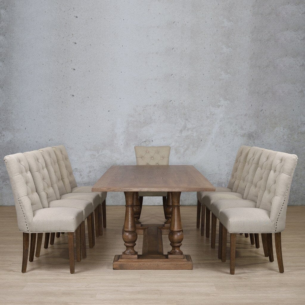 Charlotte Wood Top & Duchess 10 Seater Dining Set Dining room set Leather Gallery 