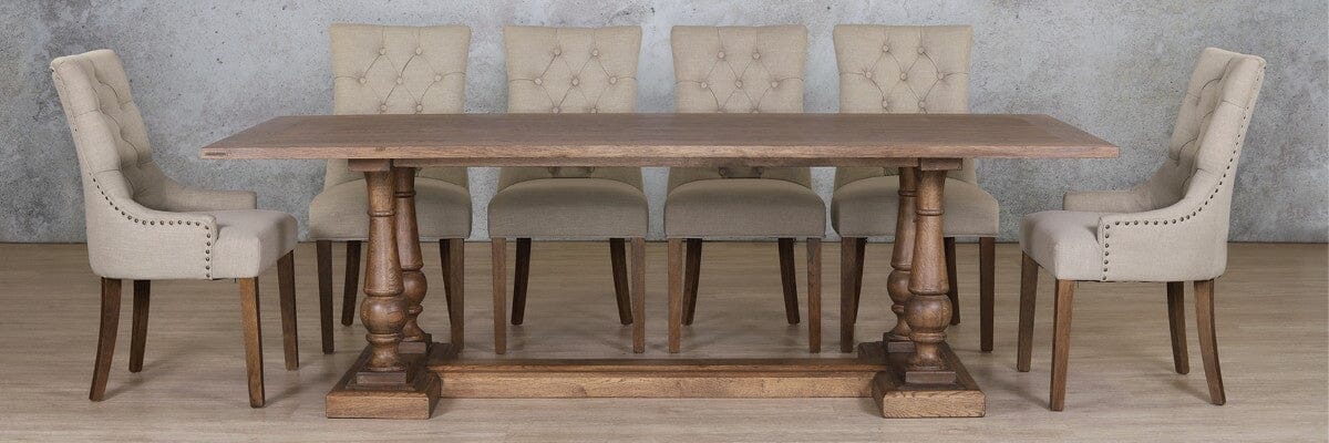 Charlotte Wood Top &amp; Duchess 10 Seater Dining Set Dining room set Leather Gallery 