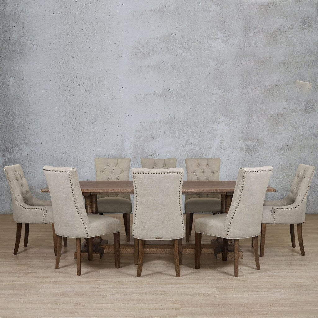 Charlotte Wood Top & Duchess 8 Seater Dining Set Dining room set Leather Gallery 