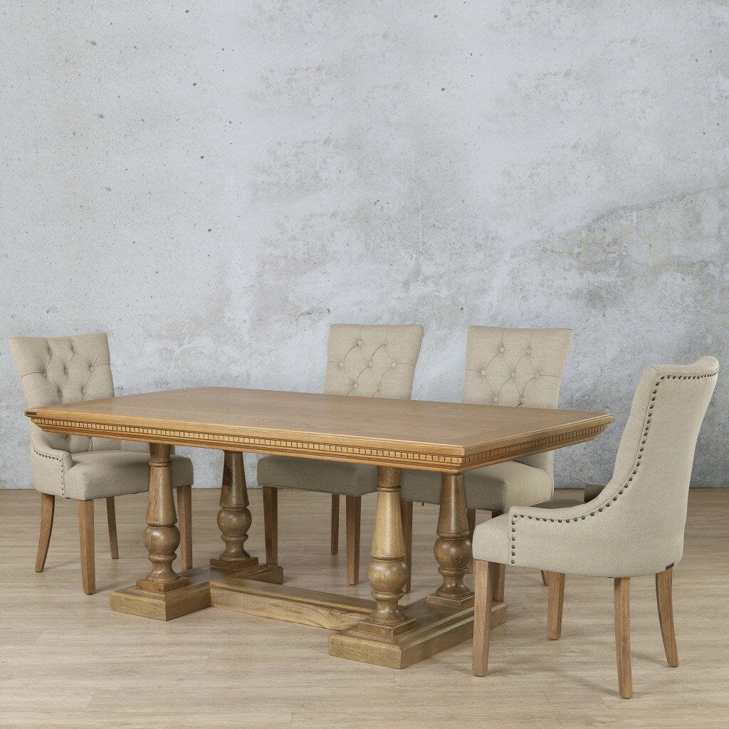 Charlotte Fluted Wood Top & Duchess 6 Seater Dining Set Dining room set Leather Gallery 