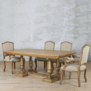 Charlotte Fluted Wood Top & Duke 6 Seater Dining Set Dining room set Leather Gallery 