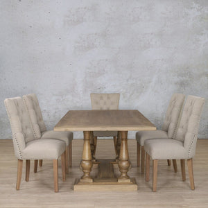 Charlotte Wood Top & Duchess 6 Seater Dining Set Dining room set Leather Gallery 