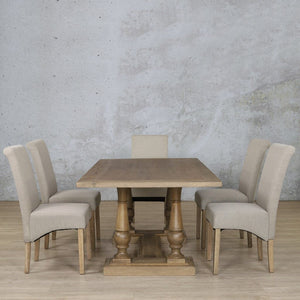 Charlotte Wood Top & Windsor 6 Seater Dining Set Dining room set Leather Gallery 
