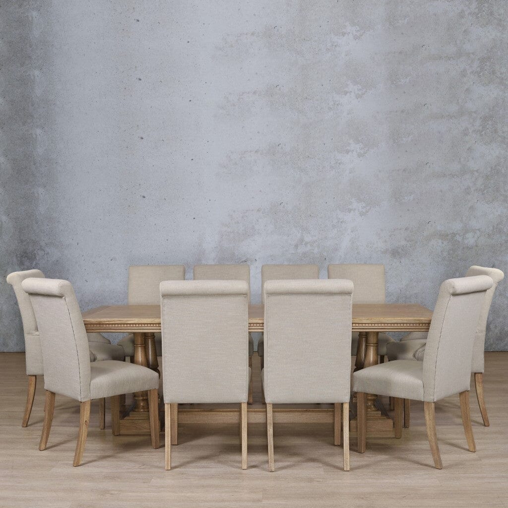 Charlotte Fluted Wood Top & Baron 10 Seater Dining Set Dining room set Leather Gallery 