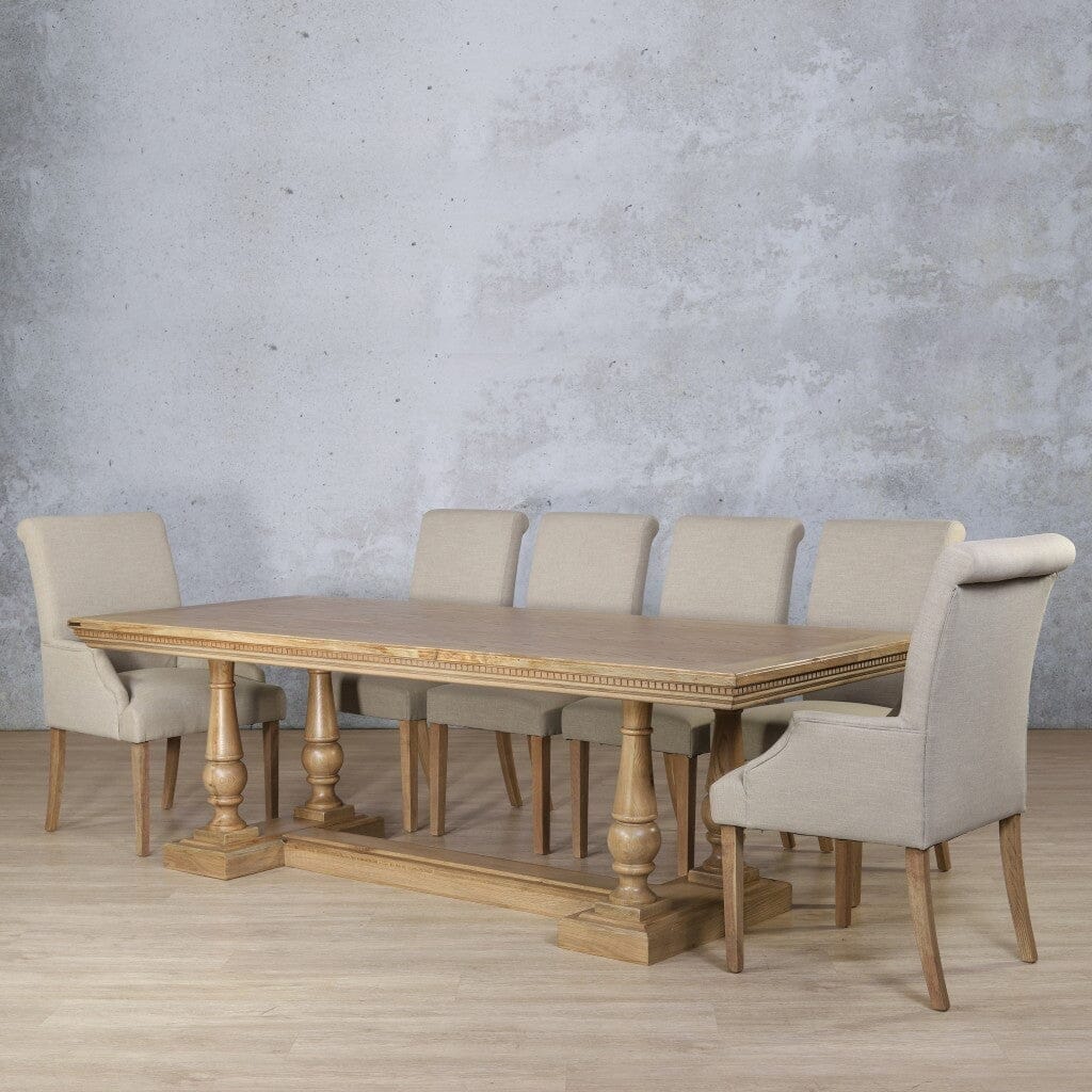 Charlotte Fluted Wood Top & Baron 10 Seater Dining Set Dining room set Leather Gallery 