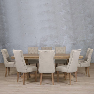 Charlotte Fluted Wood Top & Duchess 8 Seater Dining Set Dining room set Leather Gallery 