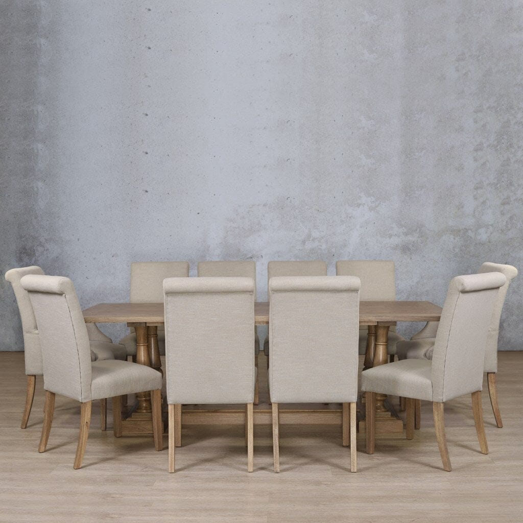 Charlotte Wood Top & Baron 10 Seater Dining Set Dining room set Leather Gallery 