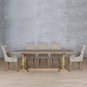 Charlotte Wood Top & Duchess 8 Seater Dining Set Dining room set Leather Gallery Antique Natural Oak Wood 