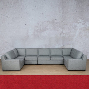 Rome Fabric Modular U-Sofa Sectional Fabric Corner Suite Leather Gallery Delicious Cherry 