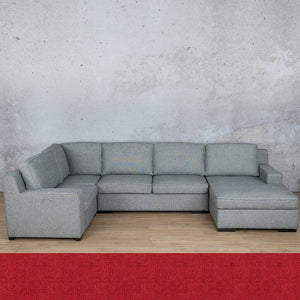 Rome Fabric U-Sofa Chaise Sectional - RHF Fabric Corner Suite Leather Gallery Delicious Cherry 