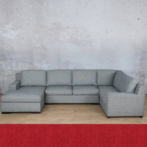 Rome Fabric U-Sofa Chaise Sectional- LHF Fabric Corner Suite Leather Gallery Delicious Cherry 