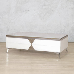 Brooklyn Coffee Table - White & Silver Coffee Table Leather Gallery 