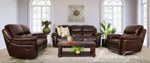 Geneva 3+2+1 Leather Recliner Suite - Available on Special Order Plan Only Leather Recliner Leather Gallery Choc 