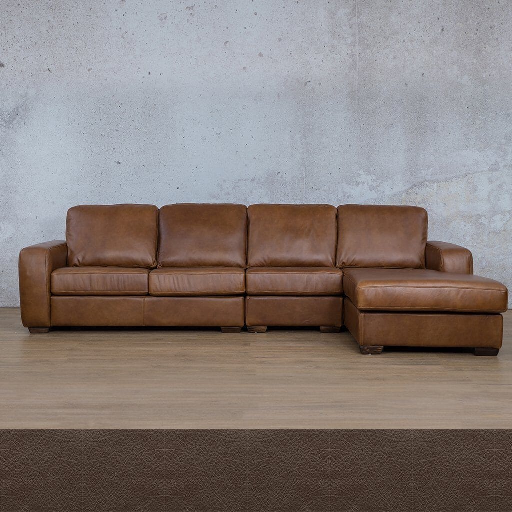 Stanford Leather Modular Sofa Chaise - RHF Fabric Sectional Leather Gallery Country Ox Blood 