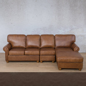 Salisbury Leather Sofa Chaise Modular Sectional - RHF Leather Sectional Leather Gallery Country Ox Blood 
