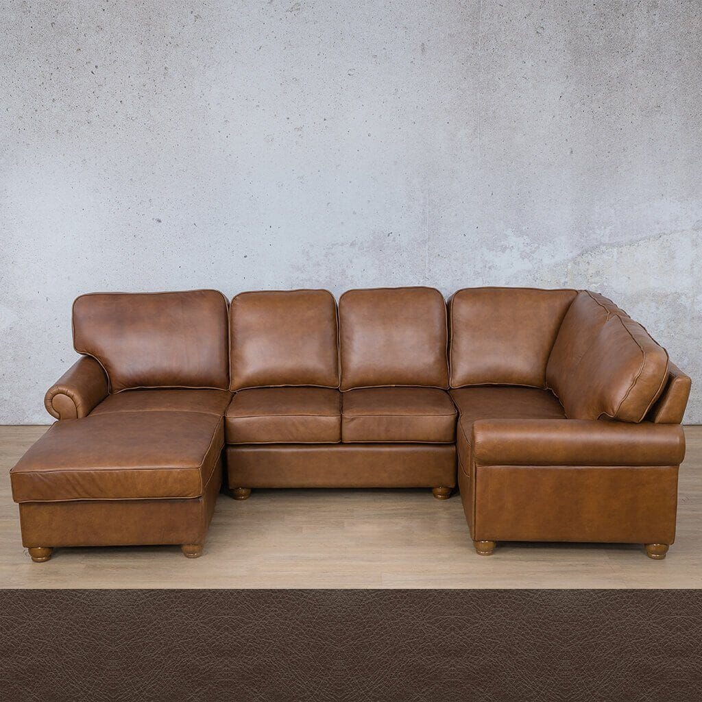 Salisbury Leather U-Sofa Chaise Sectional - LHF Leather Sectional Leather Gallery Country Ox Blood 