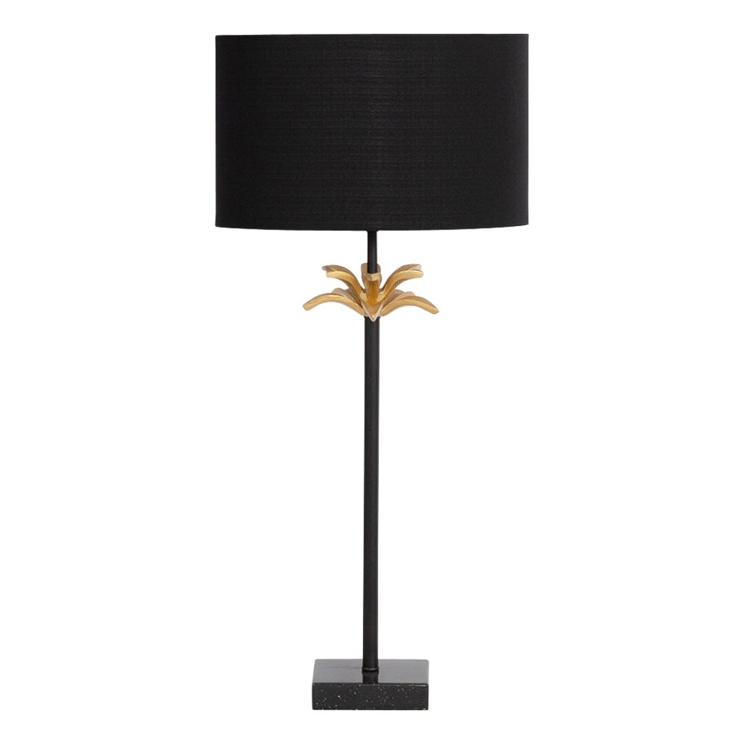Cove Palm Side Lamp Floor Lamp Leather Gallery Wood & Black 800MM 