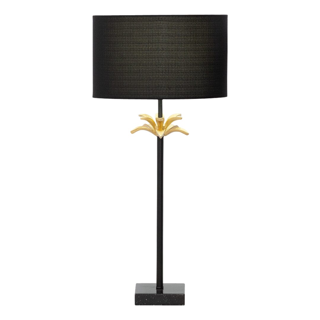 Cove Palm Side Lamp Floor Lamp Leather Gallery Wood &amp; Black 800MM 