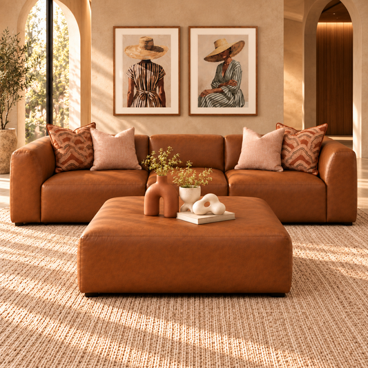 Cove 4 Seater Leather Couch | Czar Pecan | Leather Gallery