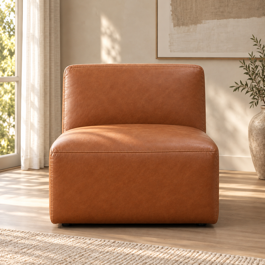 Cove Armless Leather Couch | Czar Pecan | Leather Gallery