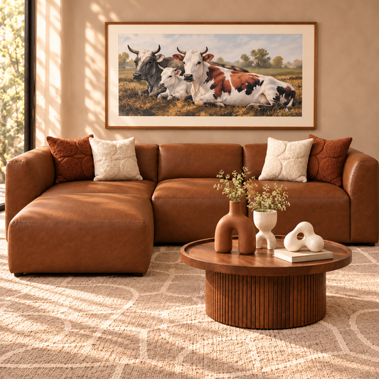Cove Leather Couch Chaise Sectional | Czar Pecan | Leather Gallery