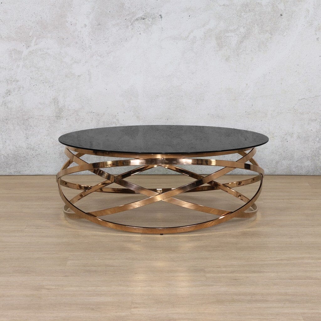 Crystal Rose Gold Glass Coffee Table | Coffee Table Leather Gallery | offee Tables | Glass Coffee Tables |  Coffee Tables For Sale | Metal Coffee Tables | Round Coffee Tables | Buy Your Coffee Table On Layby Now. 