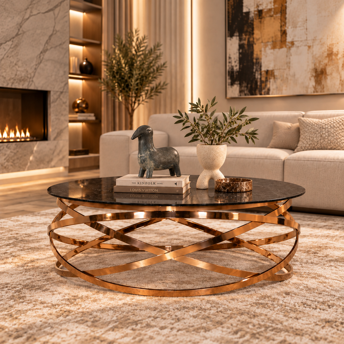 Crystal Glass Coffee Table in Rose Gold Coffee Table Leather Gallery CRYSTAL
