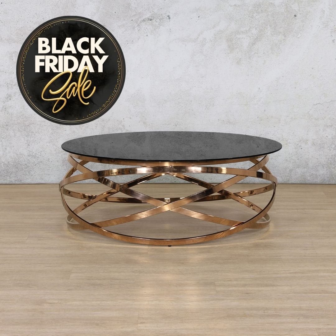 Crystal Glass Coffee Table in Rose Gold