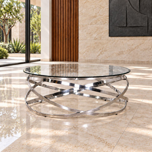 Crystal Glass Coffee Table in Silver Coffee Table Leather Gallery CRYSTAL